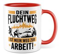 Tazza regalo per i vigili del fuoco, scritta in lingua tedesca "Dein Fluchtweg ist mein Weg zur Arbeit!", tazza da caffè pompiere, professione, salvataggio, ufficio, team umorismo, idea regalo collega