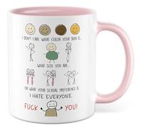 Tazza regalo sarcasmo I don't care what color your skin is... I hate everyone, tazza da caffè umorismo queer Dark Humor LGBTQ Provokation Statement, idea regalo collega, ufficio, tazza da caffè