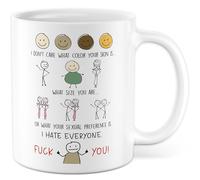 Tazza regalo sarcasmo I don't care what color your skin is... I hate everyone, tazza da caffè umorismo queer Dark Humor LGBTQ Provokation Statement, idea regalo collega, ufficio, tazza da caffè