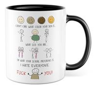 Tazza regalo sarcasmo I don't care what color your skin is... I hate everyone, tazza da caffè umorismo queer Dark Humor LGBTQ Provokation Statement, idea regalo collega, ufficio, tazza da caffè