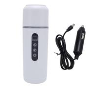 Tazza riscaldante portatile per auto da 500 ml, bollitore elettrico da viaggio 12 V/24 V, boiler per acqua in acciaio inox 316 per auto e camion, tazza per caffè riscaldata con (Bianca)