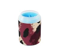 Tazza riutilizzabile con stampa leopardata nera e rossa con spazzola in silicone, kit di pulizia per animali domestici di piccola e media taglia