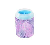 Tazza riutilizzabile con stampa leopardata viola glitterata grigia con spazzola in silicone per piedi morbidi macchina per la pulizia per cani gatti