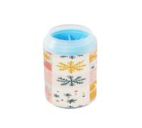 Tazza riutilizzabile per la pulizia delle zampe con fiocchi di neve, color pesca pastello, con spazzola in silicone morbido, kit di pulizia per cani e gatti di taglia piccola, media e grande