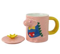 Tazza Rosa Con Coperchio Dinosauro