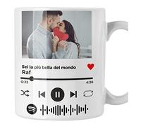 Tazza Sanvalentino Personalizzabile con foto e titolo canzone con Spoty codice Amore Innamorati Fidanzati Regalo Lui e Lei
