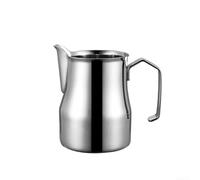 Tazza schiumalatte in acciaio inox 304 con design a turbina per una consistenza uniforme, becco unico per latte art e manico ergonomico per uso professionale (argento)