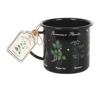 Tazza smaltata con piante velenose, design ispirato alla natura gotica con cicuta, guanto di volpe e belladonna, capacità 500 ml, resistente ed elegante, perfetta per gli amanti del gotico e della