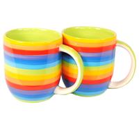 Tazza Striata Arcobaleno LGBTQ+ Dipinta A Mano Commercio Equo 8.5x8.5x9cm