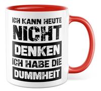 Tazza stupidità con scritta - Regalo Ich kann heute nicht denkenken - ich habe die stupidità - Tazza da caffè 330 ml in ceramica - sarcasmo ironia divertente collega, idea regalo