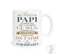 Tazza Super Papà, ti ami, sei un ottimo regalo originale per papà | Regalo Papi pieno di tenerezza, tazza di nonno in ceramica con messaggio affettuoso per festeggiare il nonno in famiglia