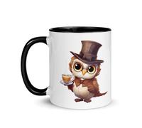 Tazza Tazza Gufo Gufo Derign Caffè Tè Animali Grafica originale Regalo Natura Animali Uccelli Rapaci Leggi Lettore di libri Lettore (Gufo del tè)