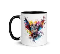 Tazza Tazza Gufo Gufo Derign Caffè Tè Animali Grafica originale Regalo Natura Animali Uccelli Rapaci Leggi Lettore di libri Lettore (Hibou Coloré)
