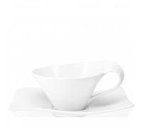 Villeroy & Boch NewWave Tazza Te con Piatto, 2 Pezzi, Premium Porcellana, Multicolore, 1x1x0.2 cm