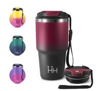 Tazza Termica 600ml, Termico per Caffè Riutilizzabile da Portare con Coperchio, Termo in Acciaio Inossidabile con Doppia Pared Aislante, per Auto, Campeggio, Bevande Calde, Latte e Tè, Palestra