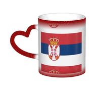 Tazza termica con stampa della bandiera della Serbia mistica che cambia colore, da nero a bianco, per caffè, tè, casa e ufficio