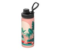 Tazza termica con stampa di piante verdi in vaso, 510 ml, adatta per alpinismo, campeggio, palestra, ufficio e uso quotidiano