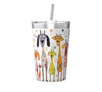 Tazza termica conica con stampa di cani alti e bassi, tazza termica con cannuccia, perfetta per l'uso in palestra o da portare con te