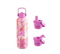 Tazza termica da 24 once con 2 coperchi a beccuccio e cannuccia, tazza termica, mantiene il freddo per 24h, a tenuta stagna, tazza da caffè termica in acciaio inossidabile, borraccia sportiva in accia