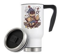 Tazza termica da viaggio con motivo pirata Capitan Kid Gold and Diamonds Treasure Art, 480 ml, colore: bianco