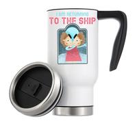 Tazza termica da viaggio con scritta "I Am Returning to The Ship Alien Faded Art Faded Art", 480 ml, colore: bianco
