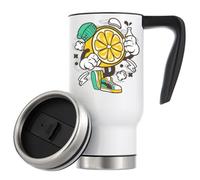 Tazza termica da viaggio con scritta "Lemon When Life Gives You Lemons", 480 ml, colore: bianco