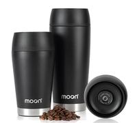 Tazza Termica da Viaggio Moon 360° - Borraccia termica, Termos Caffè, Antiperdite, Thermos per bevande calde, acciaio inossidabile, adatta ai portabicchieri dell'auto (450ml, nero)