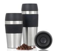 Tazza Termica da Viaggio Moon 360° - Borraccia termica, Termos Caffè, Antiperdite, Thermos per bevande calde, acciaio inossidabile, adatta ai portabicchieri dell'auto (300 ml, met./nero)