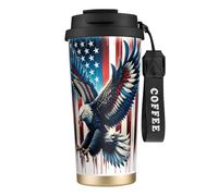 Tazza termica Eagle American Flag 316 da 17 once in acciaio inossidabile con coperchio anti-goccia per bevande calde e fredde