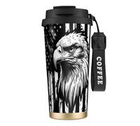 Tazza termica Eagle American Flag 316 da 17 once in acciaio inossidabile con coperchio anti-goccia per bevande calde e fredde