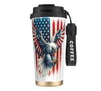 Tazza termica Eagle American Flag 316 da 17 once in acciaio inossidabile con coperchio anti-goccia per bevande calde e fredde