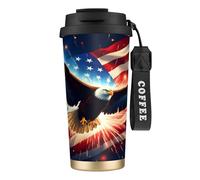 Tazza termica Eagle American Flag 316 da 17 once in acciaio inossidabile con coperchio anti-goccia per bevande calde e fredde