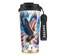 Tazza termica Eagle American Flag 316 da 17 once in acciaio inossidabile con coperchio anti-goccia per bevande calde e fredde