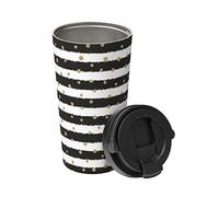 Tazza Termica Gold Dots And Horizontal Lines Pattern A Doppia Parete Isolata Sottovuoto Con Coperchi Tazza Termica Da Viaggio Per Caffè, Per Casa, Campeggio, Ghiaccio O Bevande Calde, 17Oz