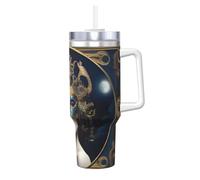 Tazza termica in acciaio inox con manico e cannuccia, da 1,18 l, con stampa di Ice Bully a MoonlitMasquerade, perfetta per viaggi e sport