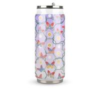 Tazza termica in acciaio inox con stampa labirinto, con coperchio e cannuccia, adatta per l'uso in auto, viaggi, fitness, attività all'aperto, bar, uffici, casa, ecc