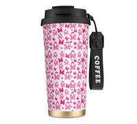 Tazza termica Pink Ribbon 316 per la sensibilizzazione sulle vittime del cancro al seno, in acciaio inossidabile da 17 once, con coperchio anti-goccia, per bevande calde e fredde, per casa e all'aper