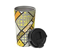 Tazza Termica Retro Yellow Pattern In Acciaio Inossidabile A Prova Di Perdite Tazza Da Caffè Termica, Per Ufficio, Bevande, Campeggio, 17Oz