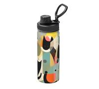 Tazza termica termica con stampa di gatto in arte moderna Mid-Century, 510 ml, adatta per alpinismo, campeggio, palestra, ufficio e uso quotidiano