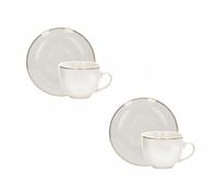 Brandani Tazzine da THE set 2 pezzi in porcellana con piattino e parte dorata ne