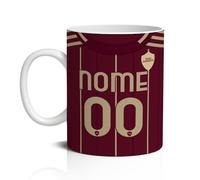 Tazza Tifoso Calcio Serie A Grafica Maglia Tifoso Milanista Interista Romanista Personalizzata con nome e numero Misura 23x11 in Ceramica Sublimatica (Tifoso Roma)