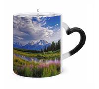 Tazza trasformabile da 11 once con manico a forma di orecchio, motivo: Parco Nazionale Grand Teton, tazze in ceramica divertenti, tazze personalizzate, tazze da tè calde per regali da uomo e da donn