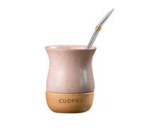 Tazza Yerba Mate in ceramica da 226,8 g con base in legno originale, include zucca Mate, cannuccia Bombilla e spazzola per la pulizia, perfetta per Yerba Mate tradizionale e tazza in stile moderno