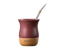 Tazza Yerba Mate in ceramica da 236,8 ml, con base in legno originale, include zucca Mate, cannuccia Bombilla e spazzola per la pulizia, perfetta per Yerba Mate tradizionale e tazza in stile moderno