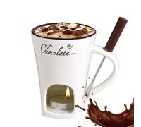 Tazzas Per Fonduta Al Cioccolato, Tazzas Per Sciogliere Il Cioccolato Con Forchette, Set Di Scaldaburro In Ceramica, Set Di Fondute Con Candela Per Salse, Formaggi, Dessert, Caramelle, Antipasti