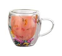 Tazze A Doppia Parete In Di Fiori,Tazza Di A Doppia Parete Di Fiori Secchi - Tazze di trasparente a doppia parete con manici,Tazza di isolata creativa resistente alla calce