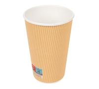 Tazze Bevande Calde, A Doppia Parete, Kraft Ondulato 480 Ml. Marrón Cartone - 500 Unità