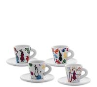 Bialetti Set 4 Tazzine Con Piattino Espresso Arte