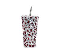 Tazze Colazione - Bicchiere Termico Da 17 Oz Con Strass E Diamanti, Bicchiere Glitterato Con Coperchio, Tazza Termica Scintillante In Acciaio Inossidabile, Bicchiere Con Strass(Red)