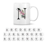 Tazze Colazione Initial A-Z Flower Botanical Bouquet Alphabet Monogrammed Divertente Tazze Mug Statement Mug In Porcellana Per Thè Latte Caffe